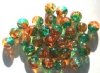 30 10mm Orange & Green Crackle Beads